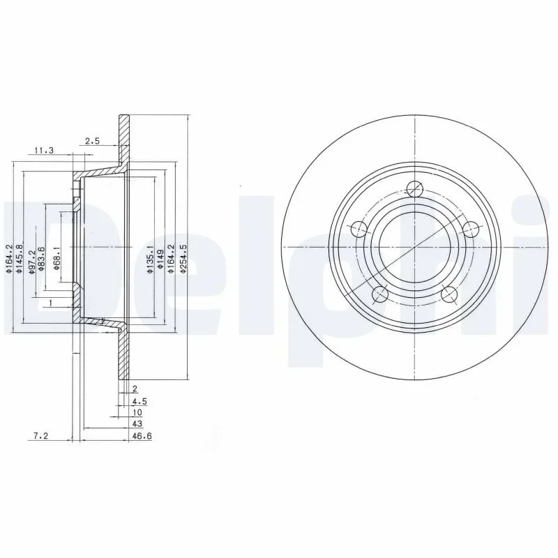 Brzdový kotouč DELPHI BG3672 – OE 4B0615601A