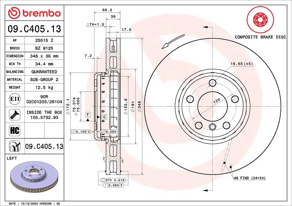 Brzdový kotouč BREMBO 09.C405.13