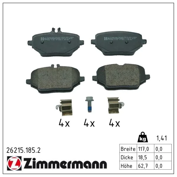 Sada brzdových destiček, kotoučová brzda ZIMMERMANN 26215.185.2