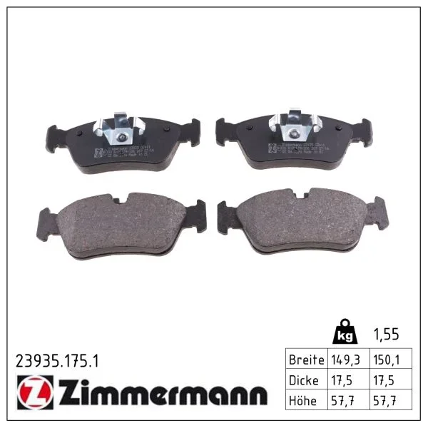 Sada brzdových destiček, kotoučová brzda ZIMMERMANN 23935.175.1