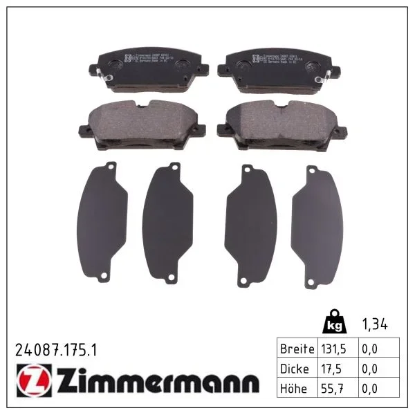 Sada brzdových destiček, kotoučová brzda ZIMMERMANN 24087.175.1