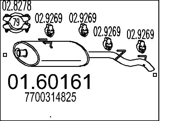 Zadni tlumic vyfuku MTS 01.60161 – OE 7700314825