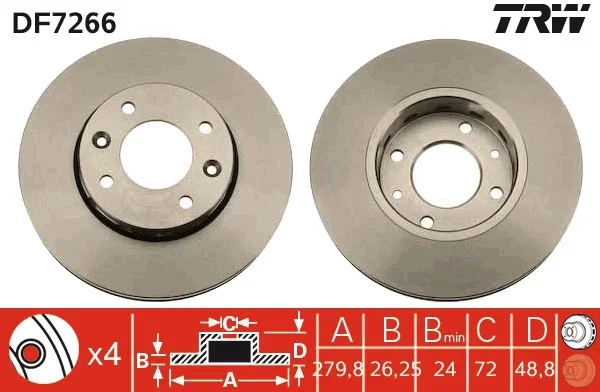 Brzdový kotouč TRW DF7266 – OE 0K2FA-33251