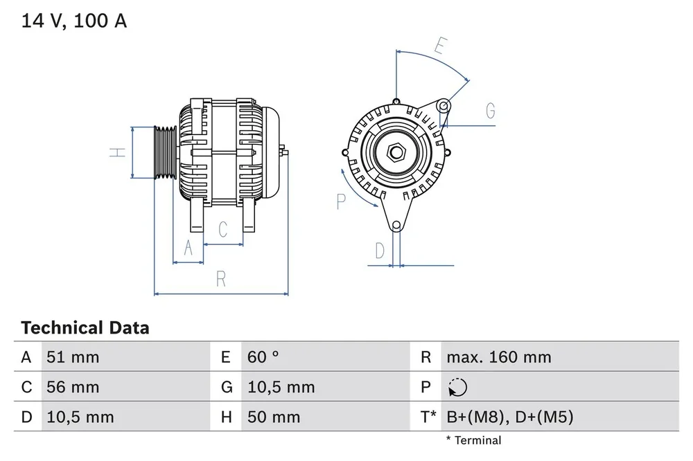BO 0986042750 Alternátor BOSCH-výměnný díl