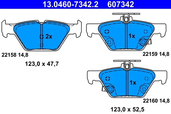 Sada brzdových destiček, kotoučová brzda ATE 13.0460-7342.2