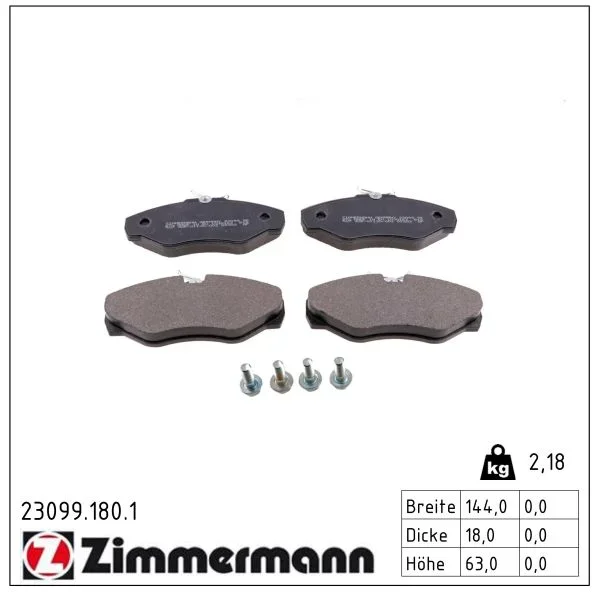 Sada brzdových destiček, kotoučová brzda ZIMMERMANN 23099.180.1