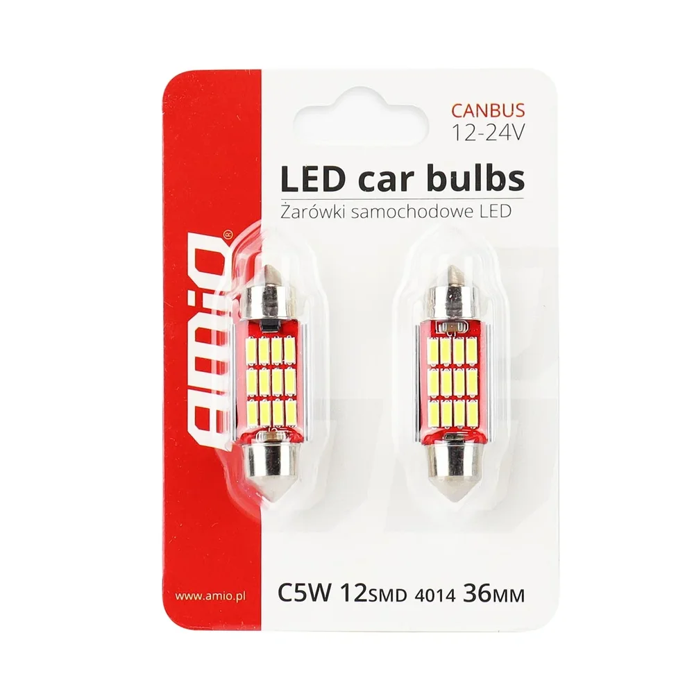 LED CANBUS 4014 12SMD Festoon C5W C10W C3W 36mm White 12V/24V AMIO 01289 - Obrázek 3