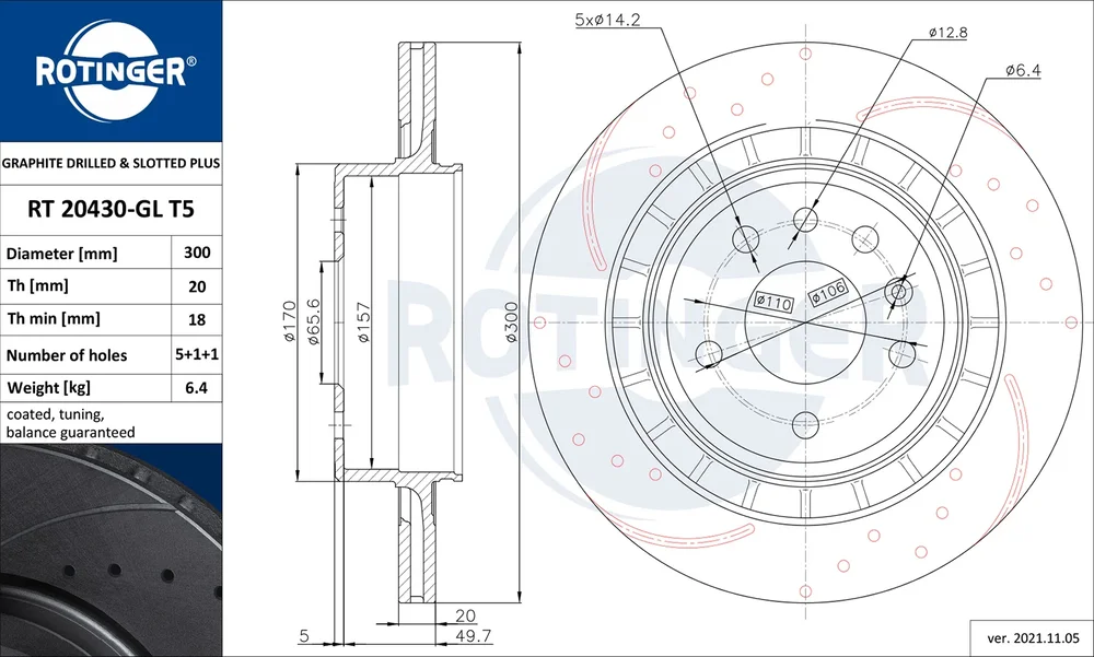 Brzdový kotouč ROTINGER RT20430-GLT5