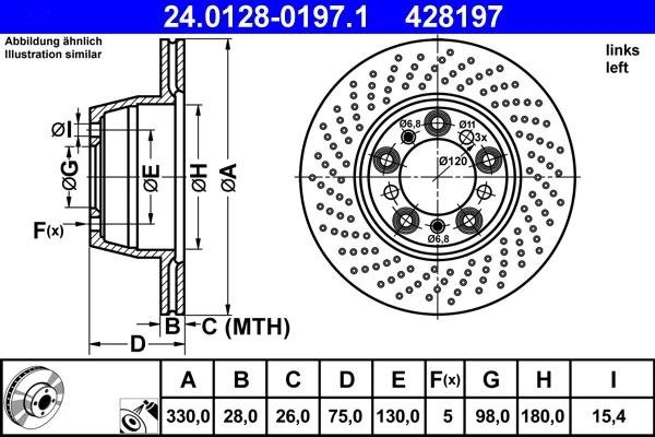 Brzdový kotouč ATE 24.0128-0197.1