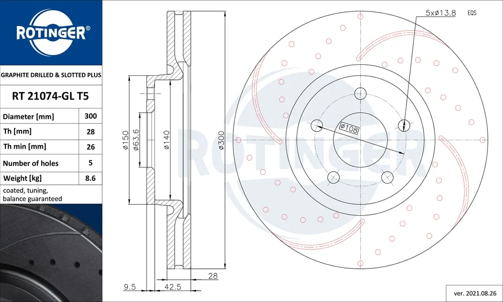 Brzdový kotouč ROTINGER RT21074-GLT5