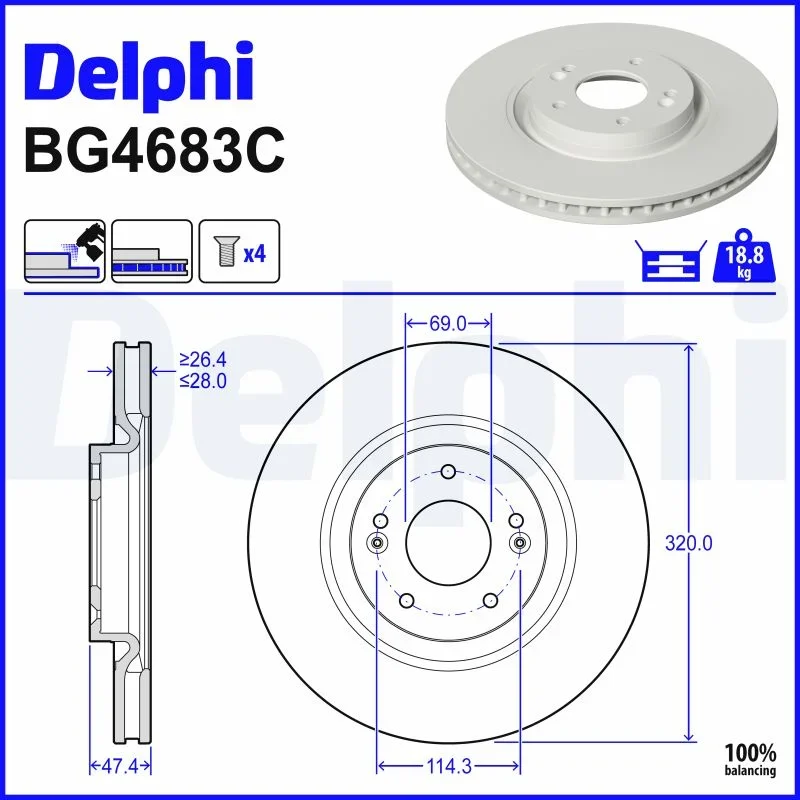 Brzdový kotouč DELPHI BG4683C