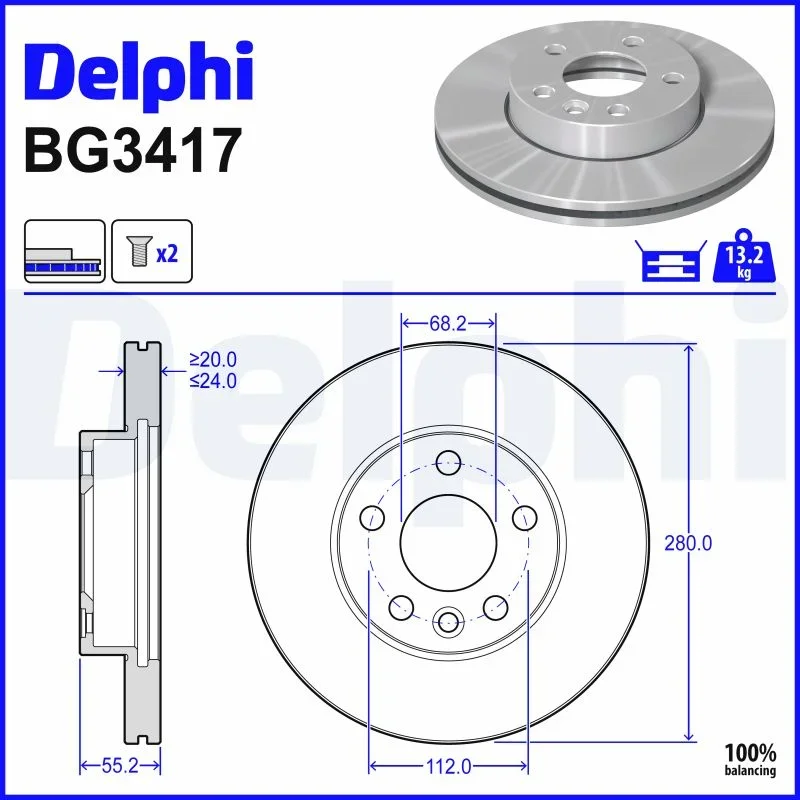Brzdový kotouč DELPHI BG3417