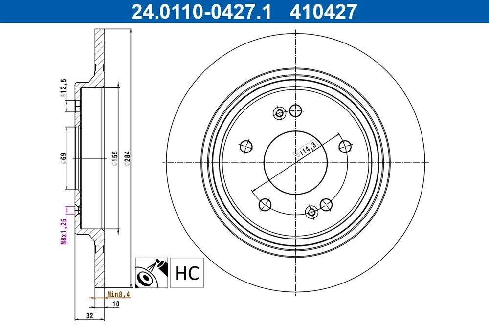 Brzdový kotouč ATE 24.0110-0427.1 – OE 58411-J9500