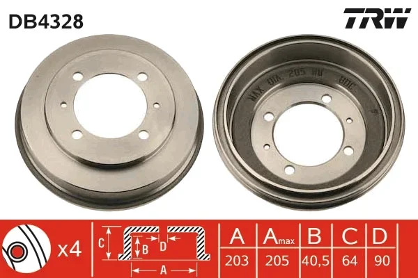 Brzdový buben TRW DB4328 – OE MR205575 Brzdový buben TRW DB4328 – OE MR205575