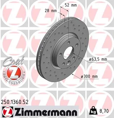 Brzdový kotouč ZIMMERMANN 250.1360.52