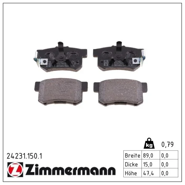 Sada brzdových destiček, kotoučová brzda ZIMMERMANN 24231.150.1