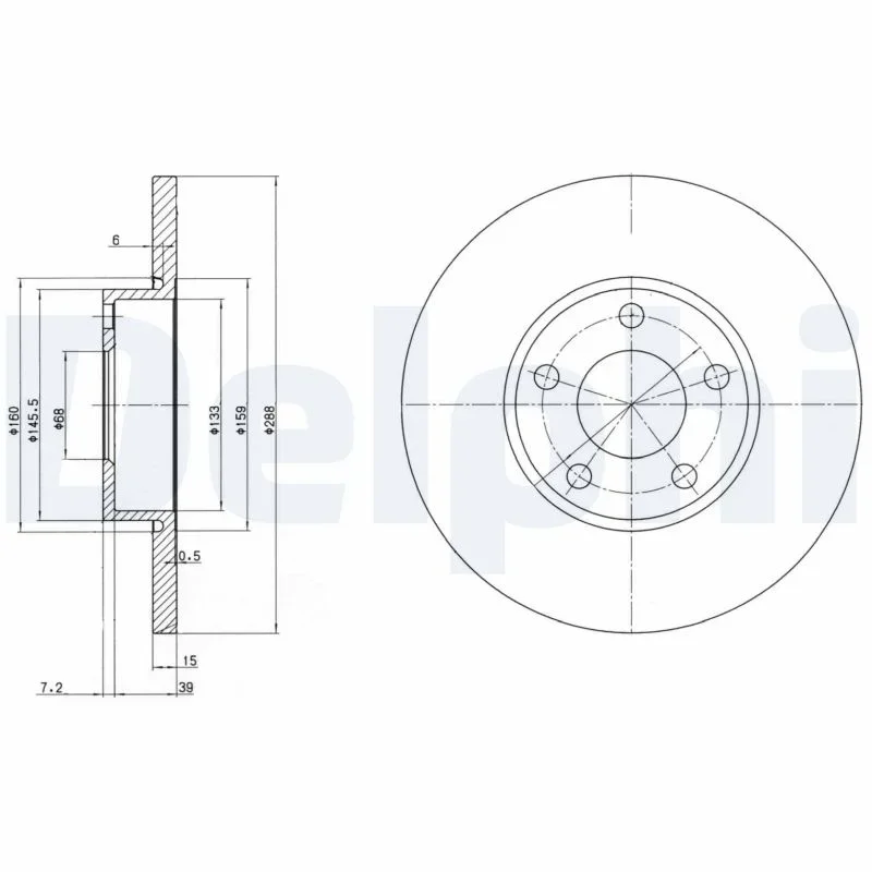 Brzdový kotouč DELPHI BG2749 – OE 4A0615301B