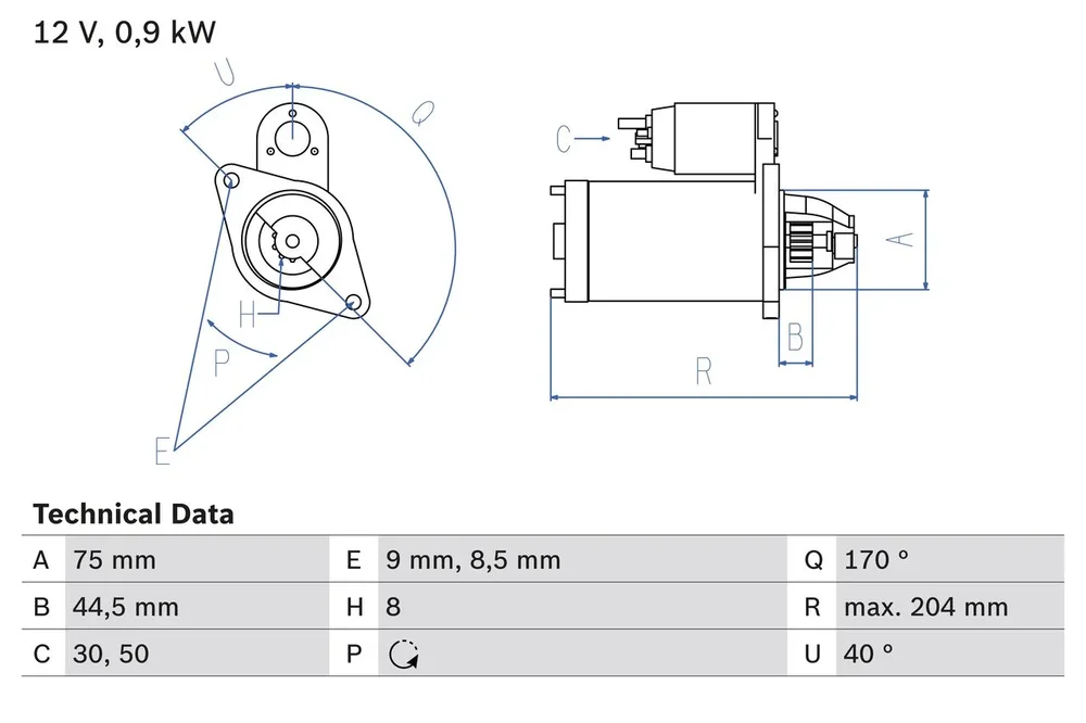 BO 0986023520 Startér BOSCH-výměnný díl