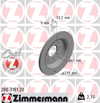 Brzdový kotouč ZIMMERMANN 280.3181.20