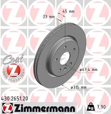 Brzdový kotouč ZIMMERMANN 430.2651.20 – OE 13595818