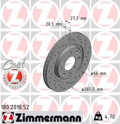 Brzdový kotouč ZIMMERMANN 180.2018.52