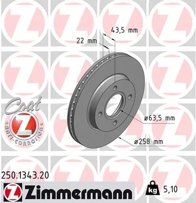 Brzdový kotouč ZIMMERMANN 250.1343.20