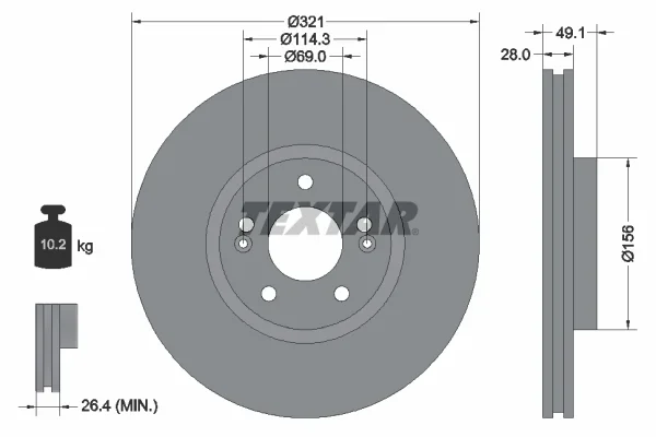 Brzdový kotouč TEXTAR 92166005 – OE 517122B700