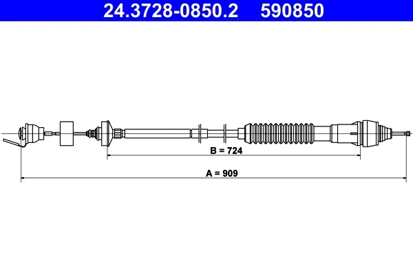 Tazne lanko, ovladani spojky ATE 24.3728-0850.2 Tazne lanko, ovladani spojky ATE 24.3728-0850.2