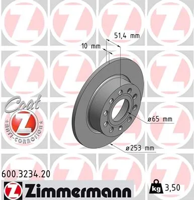 Brzdový kotouč ZIMMERMANN 600.3234.20