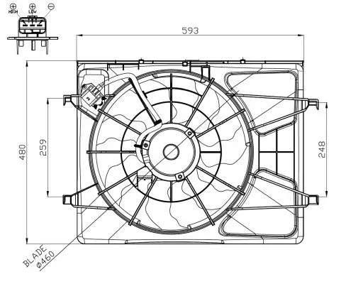 Větrák, chlazení motoru NRF 47958 – OE 253801H120