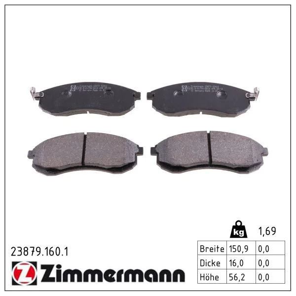 Sada brzdových destiček, kotoučová brzda ZIMMERMANN 23879.160.1
