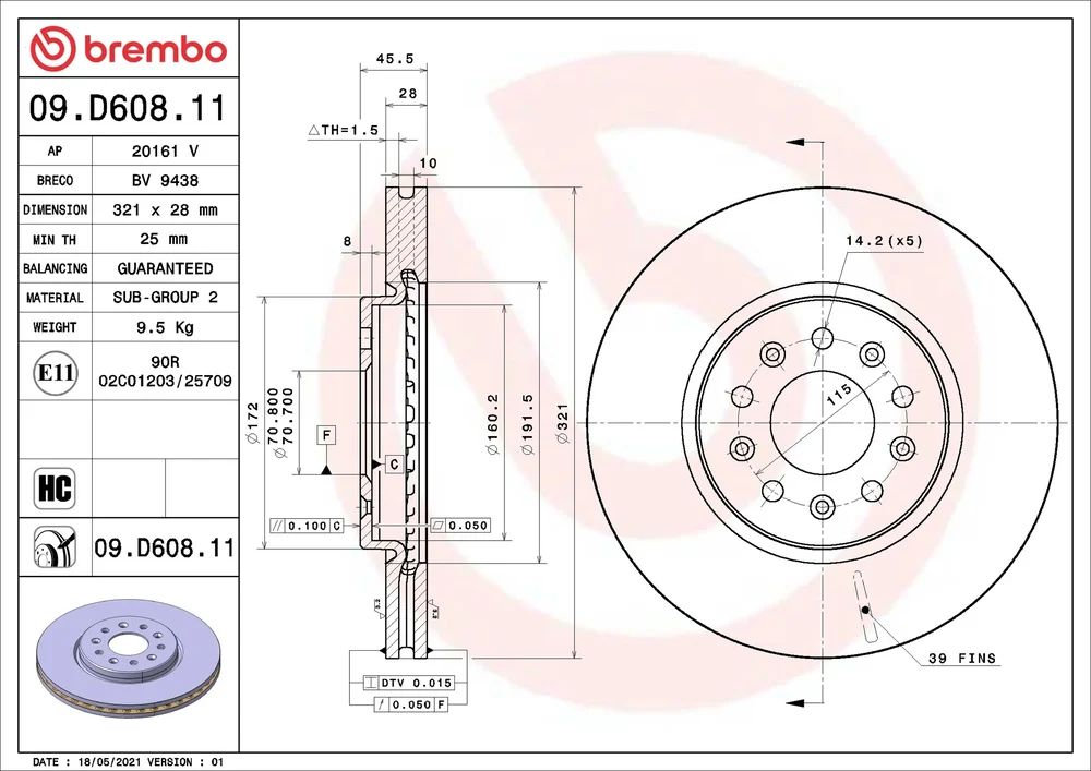 Brzdový kotouč BREMBO 09.D608.11