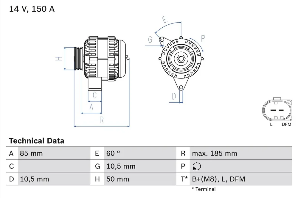 BO 0986047550 Alternátor BOSCH-výměnný díl