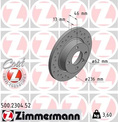Brzdový kotouč ZIMMERMANN 500.2304.52