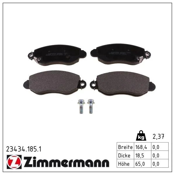 Sada brzdových destiček, kotoučová brzda ZIMMERMANN 23434.185.1