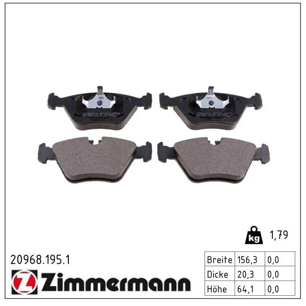 Sada brzdových destiček, kotoučová brzda ZIMMERMANN 20968.195.1