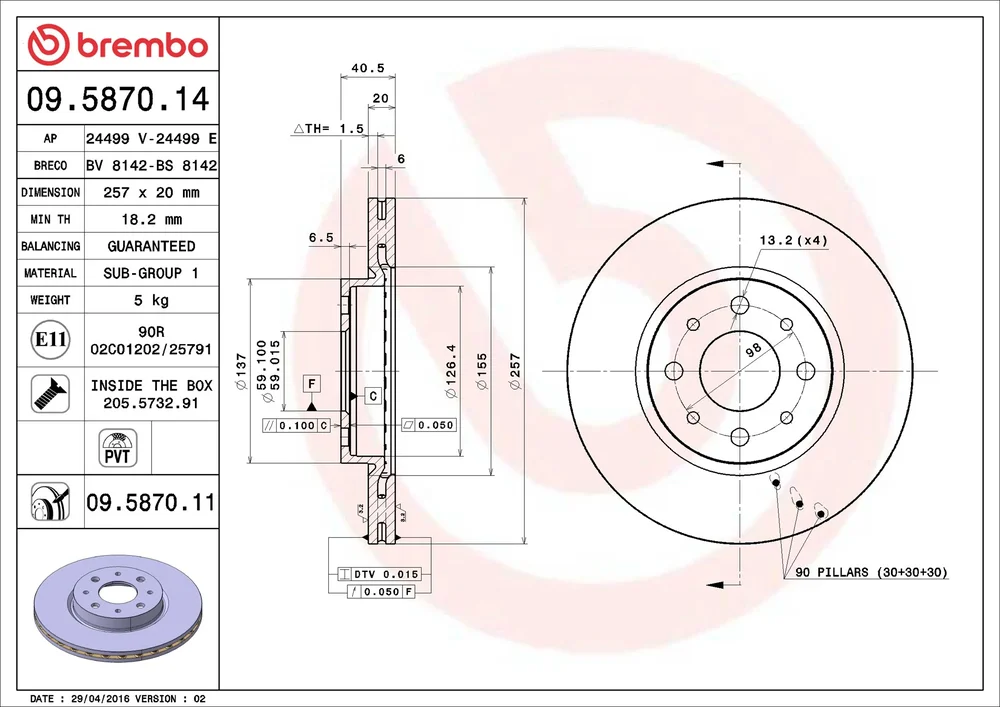 Brzdový kotouč BREMBO 09.5870.11