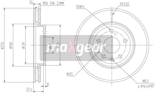 Brzdový kotouč MAXGEAR 19-2334