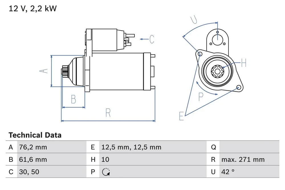 BO 0986020270 Startér BOSCH-výměnný díl