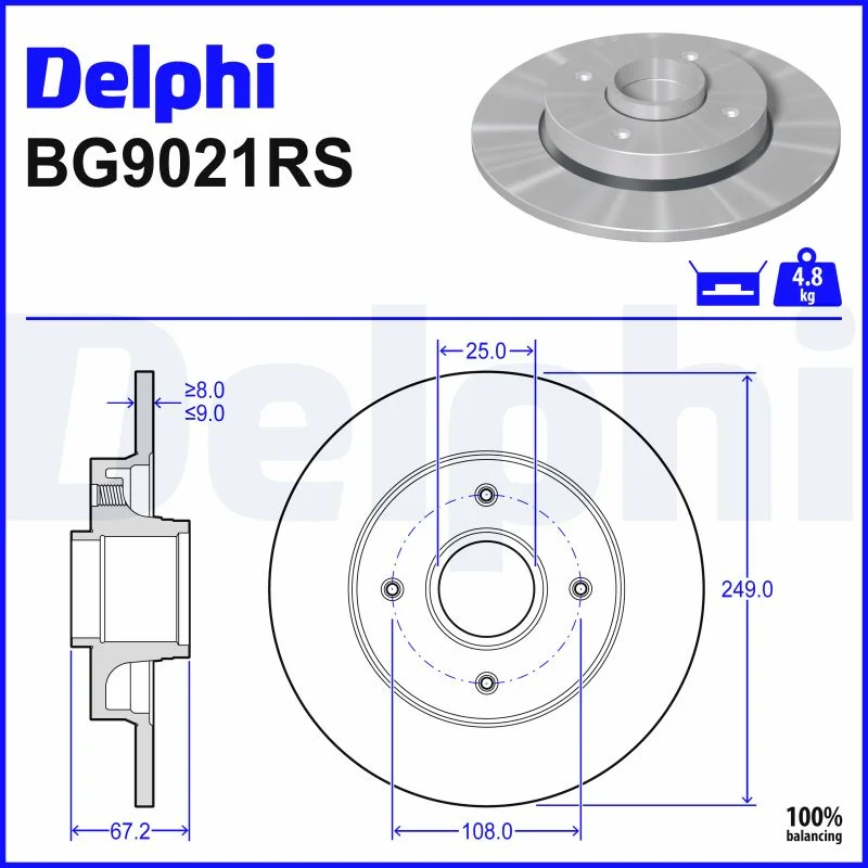 Brzdový kotouč DELPHI BG9021RS