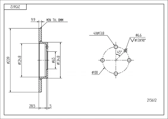 BRZ.KOTOUČ /P/POLO 94-95 239/10/8 HART 215612