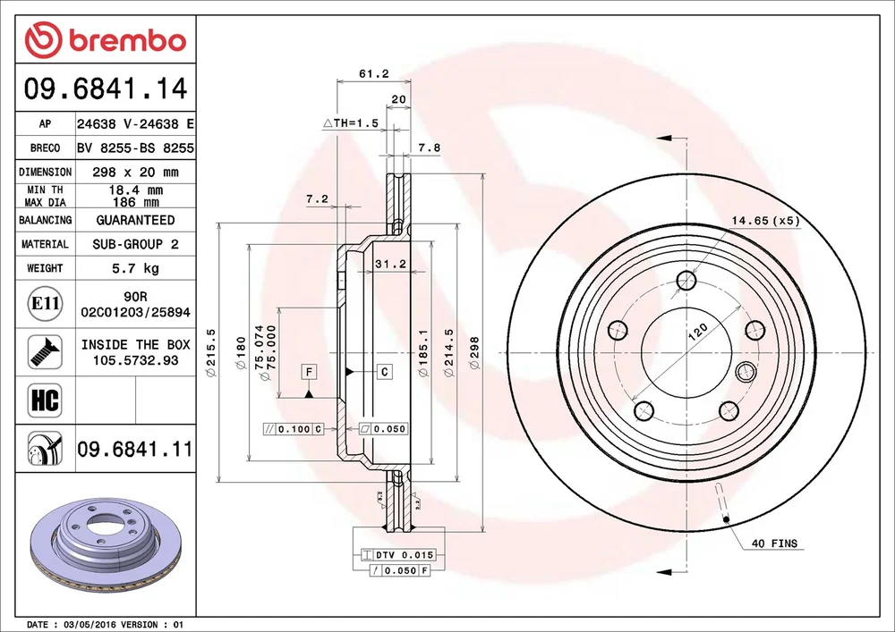 Brzdový kotouč BREMBO 09.6841.11