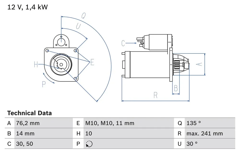 BO 0986016470 Startér BOSCH-výměnný díl