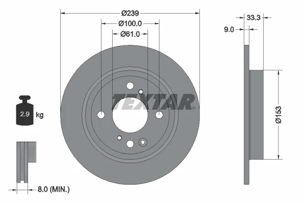 Brzdový kotouč TEXTAR 92333903 – OE 42510TZEJ00
