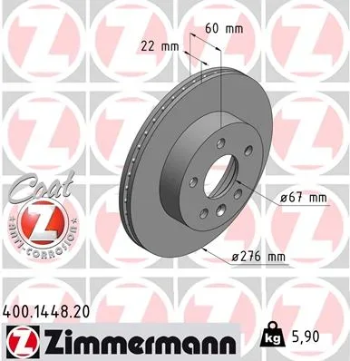 Brzdový kotouč ZIMMERMANN 400.1448.20