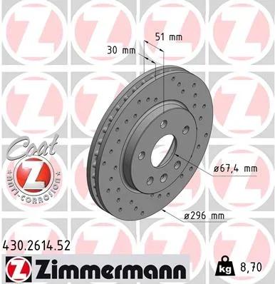 Brzdový kotouč ZIMMERMANN 430.2614.52