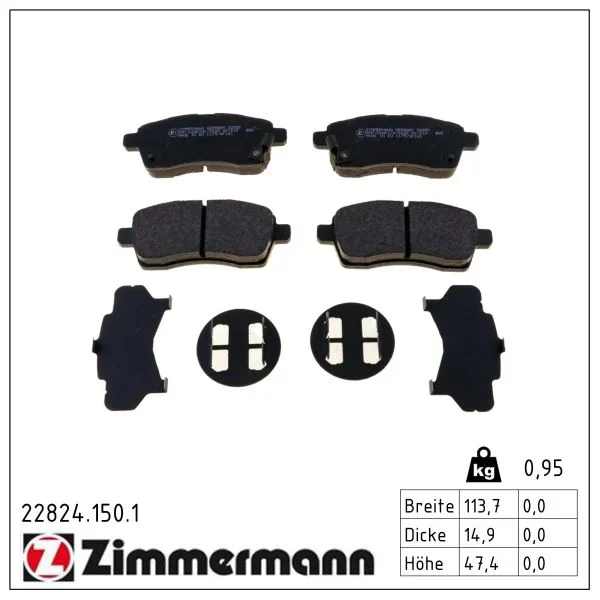 Sada brzdových destiček, kotoučová brzda ZIMMERMANN 22824.150.1