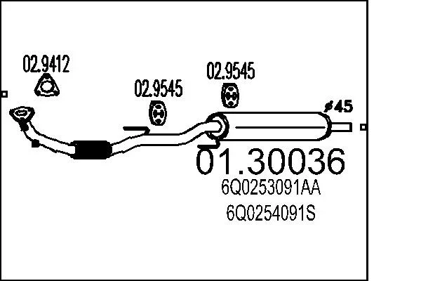 Predni tlumic vyfuku MTS 01.30036