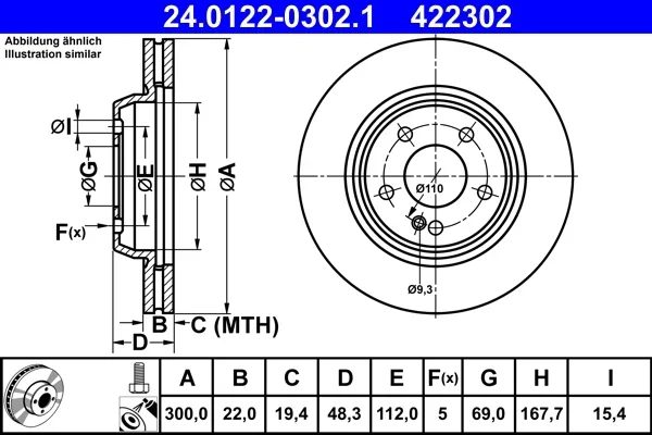 Brzdový kotouč ATE 24.0122-0302.1