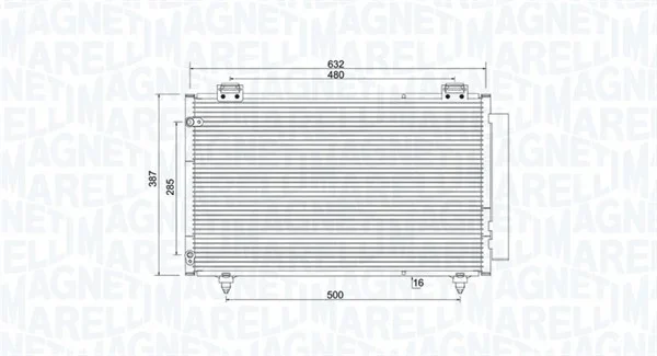 Kondenzátor, klimatizace MAGNETI MARELLI 350203925000 Kondenzátor, klimatizace MAGNETI MARELLI 350203925000